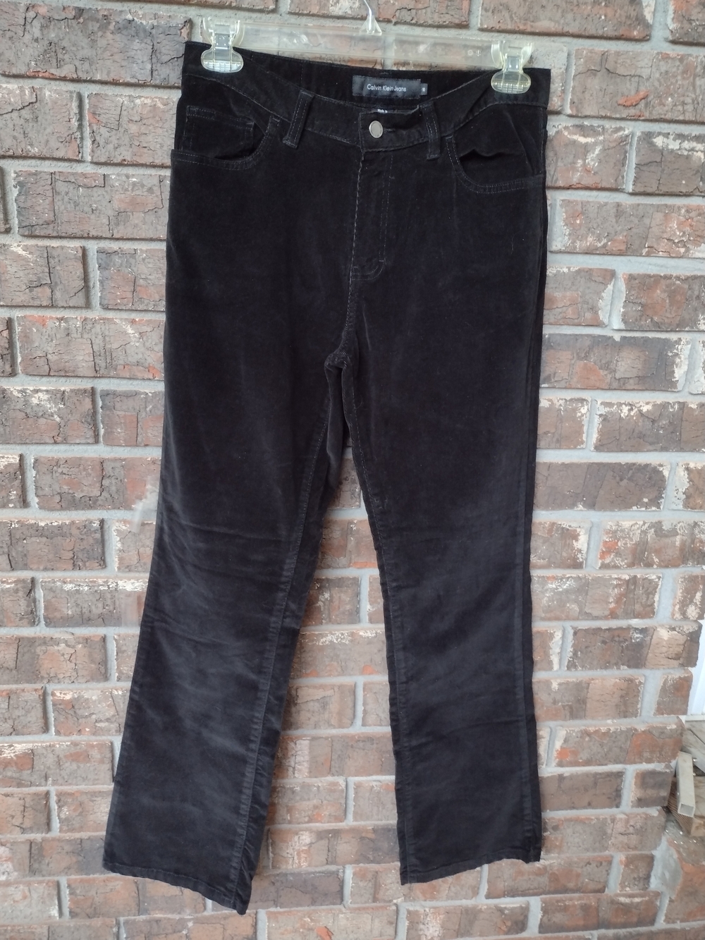Calvin Klein Jeans Corduroy Pants Women's Size 10 Black Boot cut Stretch Western